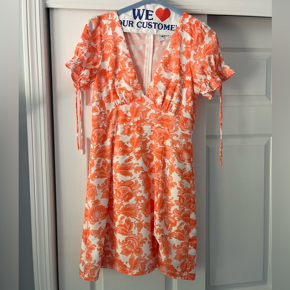 Hello Molly Orange and White Mini Dress